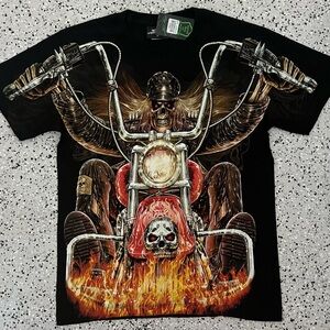 Glow in the Dark 3D HELL RIDER / PISTON SHIRT. NWT